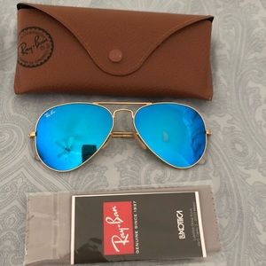 Ray Ban Blue Mirrored Aviator Sunglasses